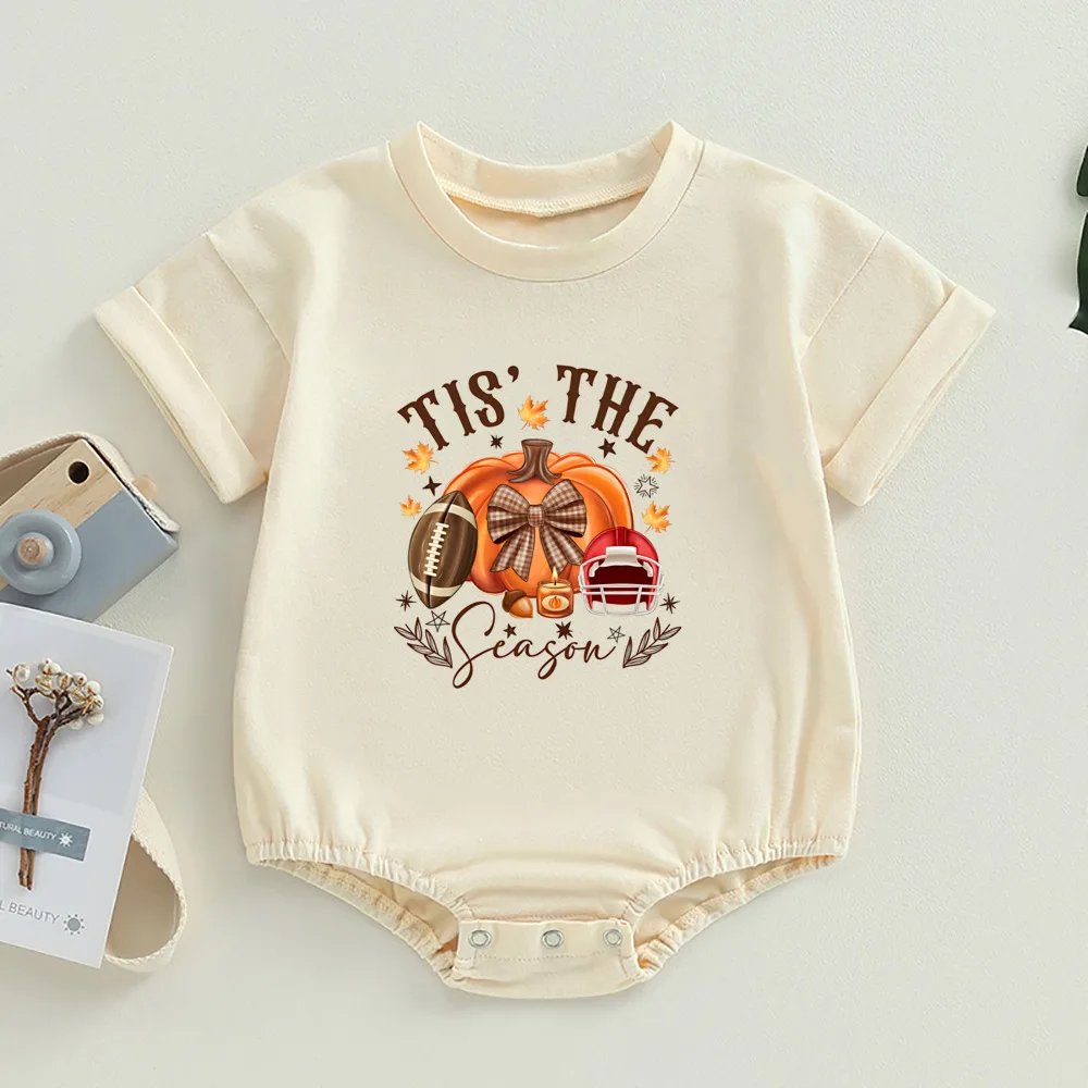 

Tis The Season Baby Bubble Romper Cute Newborn Bodysuit Retro Fall Thanksgiving Natural Baby Jumpsuit Infant Toddler Outfits