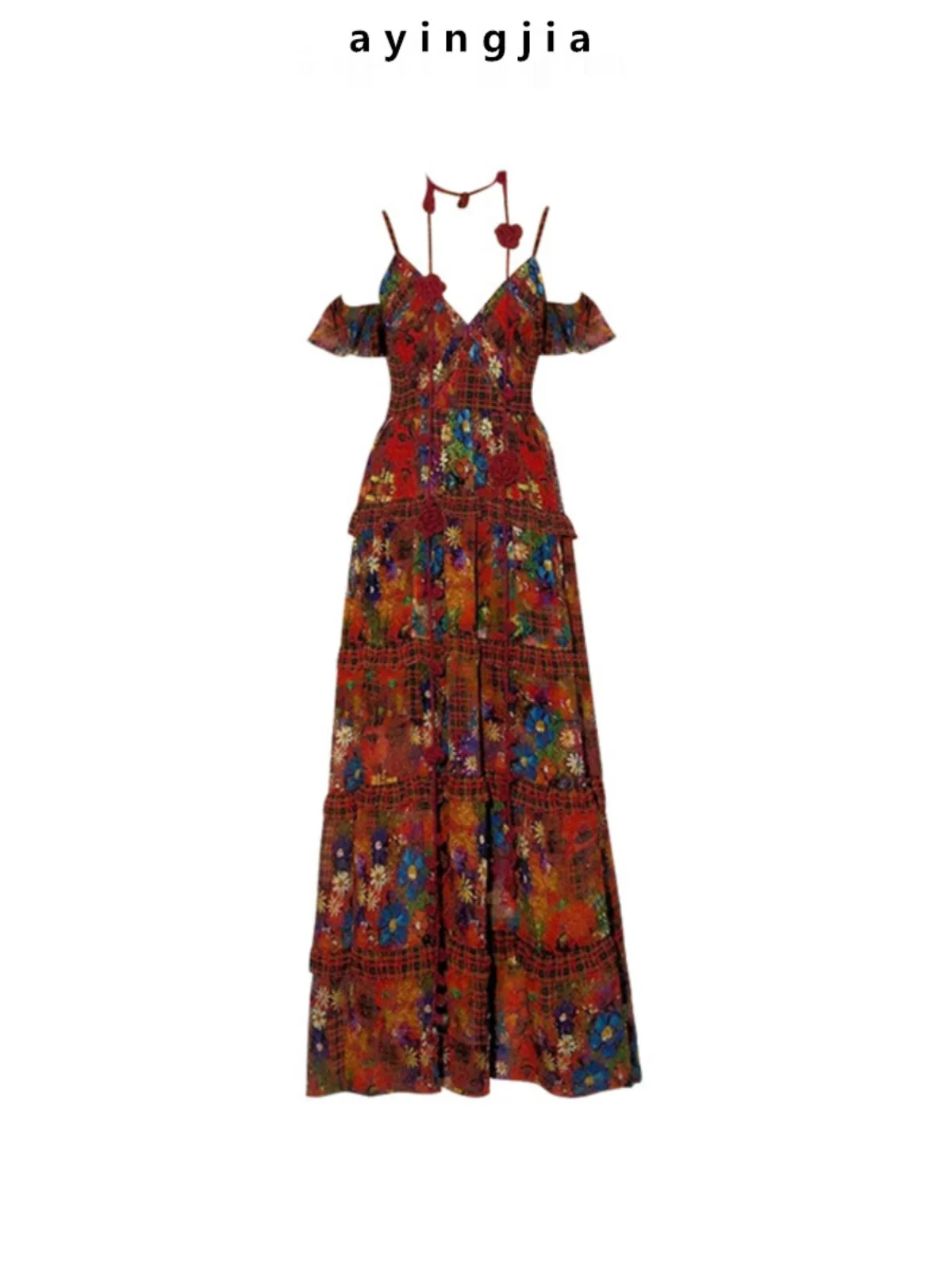 

Женское летнее платье большого размера с цветочным принтом, V-образным вырезом и бретелями, без рукавов, в стиле ретро, для отпуска и летнего отдыха