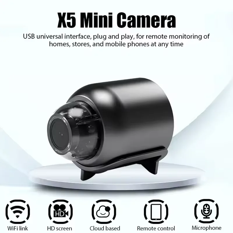 

Мини-камера X5 HD 1080P, интеллектуальная домашняя безопасность, 720P A9, IP-камера Wi-Fi, монитор, мобильная удаленная камера, мобильное удаленное применение
