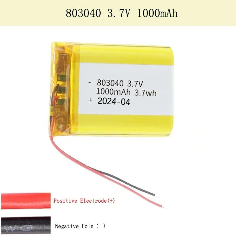 803040 1000mAh 3.7V bateria litowo-polimerowa do MP3/4/5 DVD GPS VR DVR odtwarzacz nawigator głośnik Power Bank elektryczne narzędzie litowo-jonowe