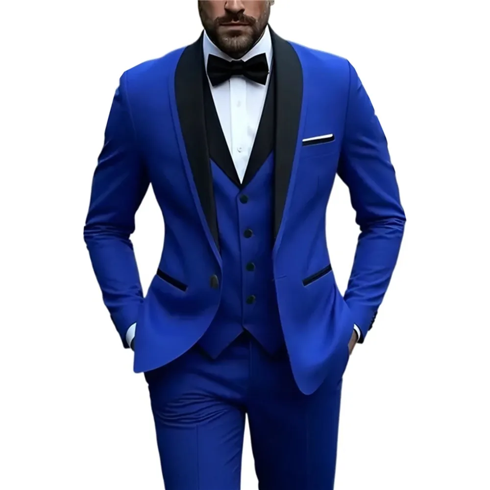 Men's 3pcs Suit Set, Jacket + Vest + Pants, Fashionable High-Quality, Suitable for Weddings, Parties and Formal Occasions