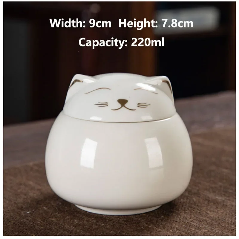 Ceramic Pet Cat Urn Handmade Shaped Animal Memorial Products White Black Decorative Urn Cat Urn for Funeral Memorials Pet Urns