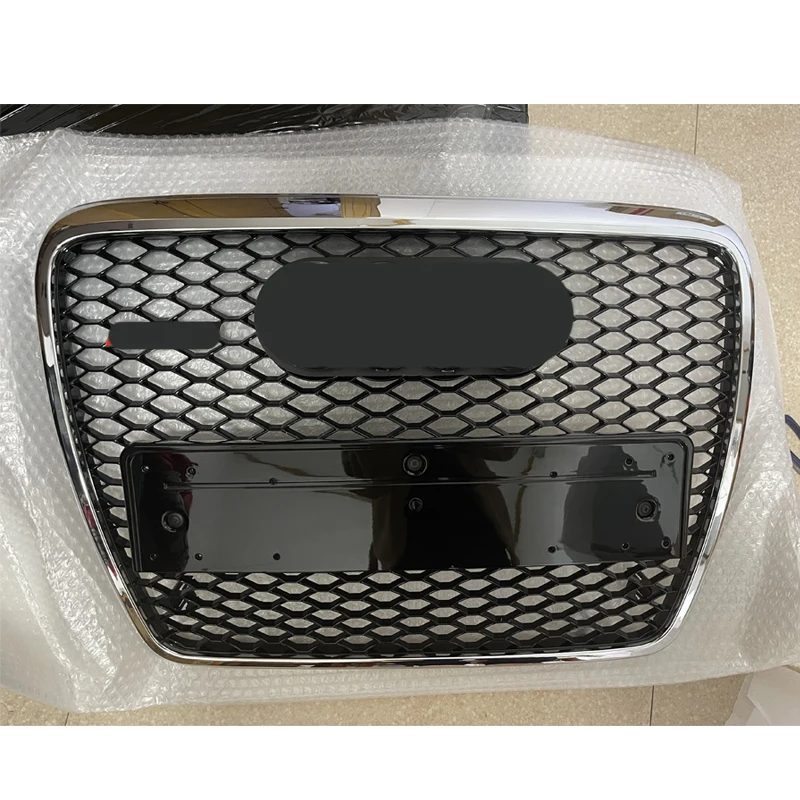 All Black or Fully Plated Front Bumper Honeycomb Grill For Audi A6 C6 2006-2011