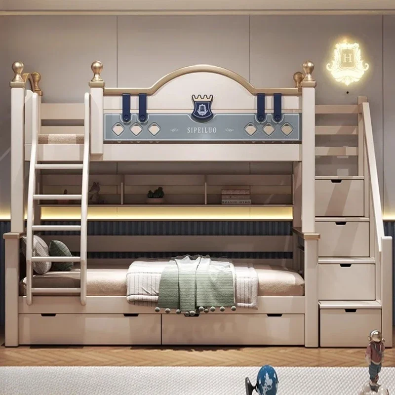 Bunk Loft Bed Double Bedroom Beds 2 People Full Size Bed Frame Bedroom Furniture Home 150x200 160x200 Modern All Solid Wood
