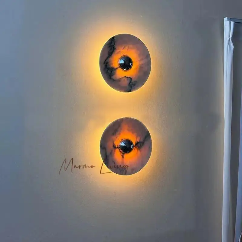 Medieval Silent Wind Rouge Marble Wall Lamp Designer Model Room Villa Living Room Bedroom Corridor Background Wall Lamp