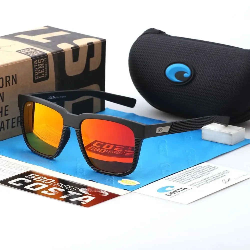 

New Costa Brand High Quality Square Sunglasses for Men Sports Polarized Sun Glasses 2025 Reflective Coating Colorful Lens UV400
