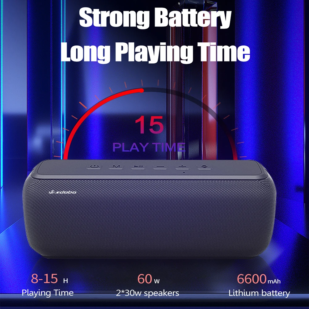 XDOBO X8 Ⅱ 60W Bluetooth Speaker Portable Wireless Subwoofer Boombox TWS BT Outdoor Speaker Voice Assistant 6600mAh AUX/TF/USB