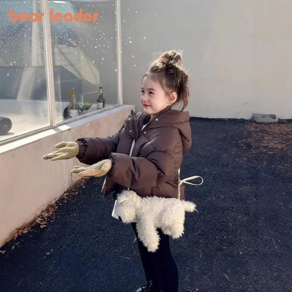 

Bear Leader 3-9Y Winter Solid Color Long Sleeved Hooded Down Korean Version Children's Clothing 2025 Fashion Girls' Thick Coat
