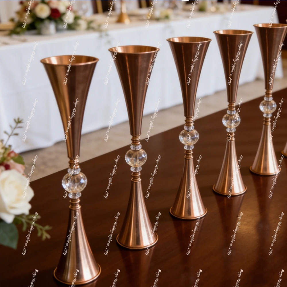 

10pcs)Wedding Golden Electroplating Arched Table Flower Stand Wedding T Stage Road Lead flower display Props