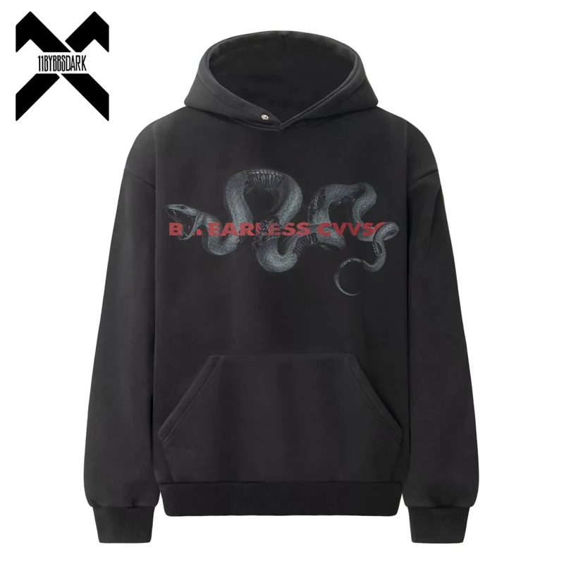 

Мужская винтажная толстовка с капюшоном, пуловер большого размера со змеиным графическим принтом, осень 202, одежда с капюшоном, стираная уличная одежда