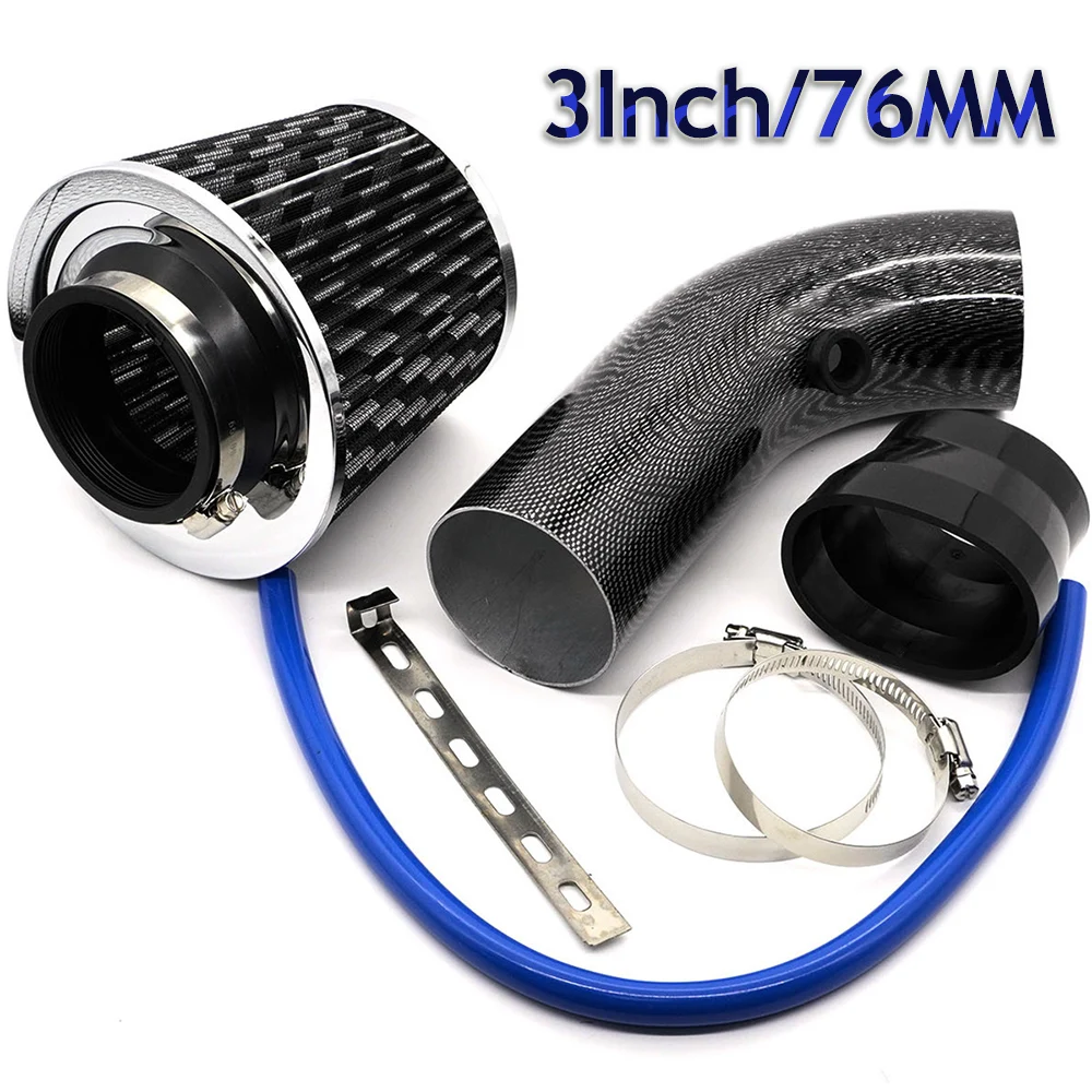 

3-дюймовый воздушный фильтр с высоким расходом, фильтр впускной трубы, универсальный 76 мм, модификация автомобиля, грибовидная головка, высокохолодный воздушный фильтр, комплект алюминиевых труб