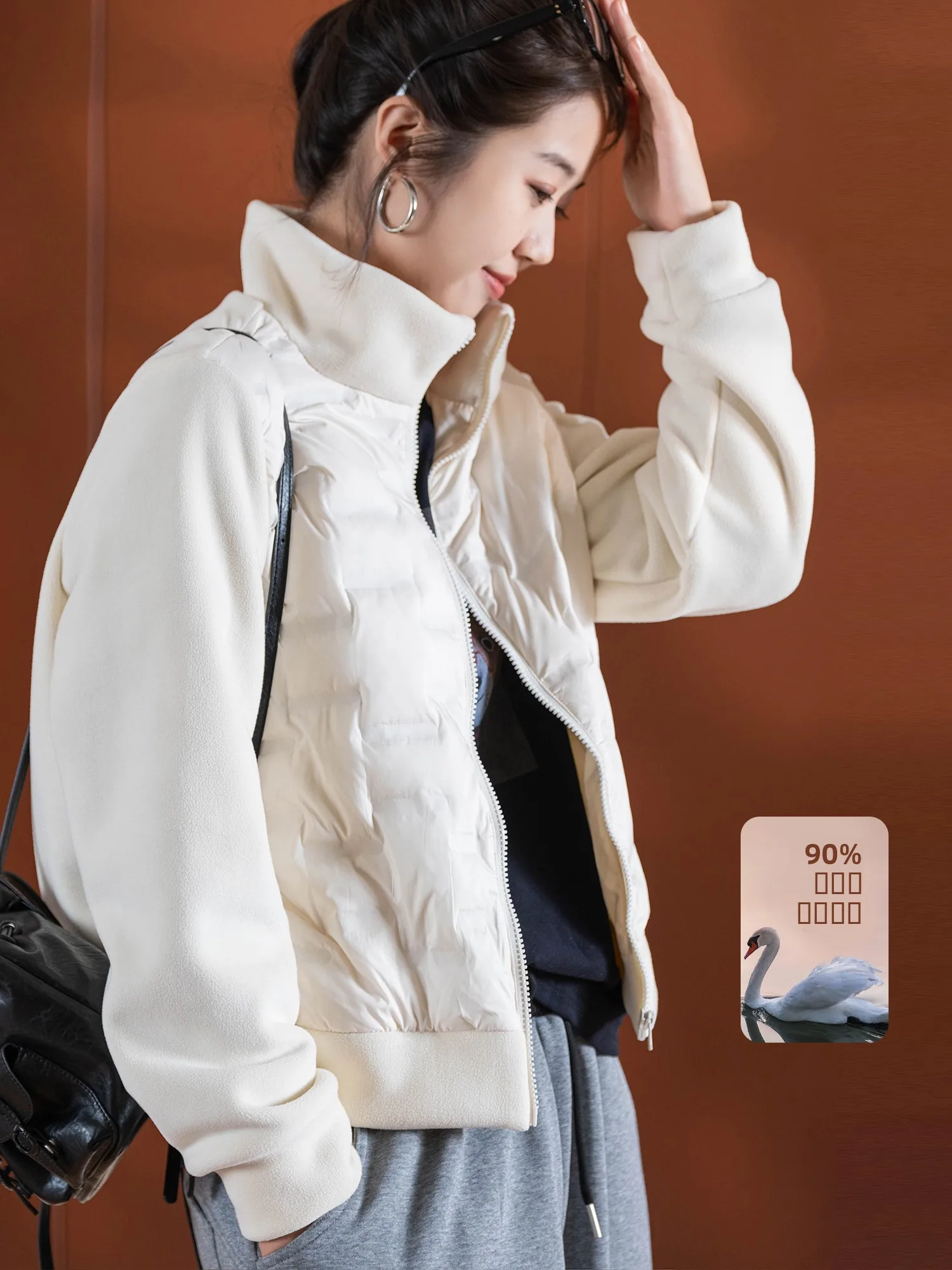 

Warm Lightweight Goose down Jaet Los in Heat Long Sve Zipper Closure Straight Cut Korean Sle Commute Windbreaker