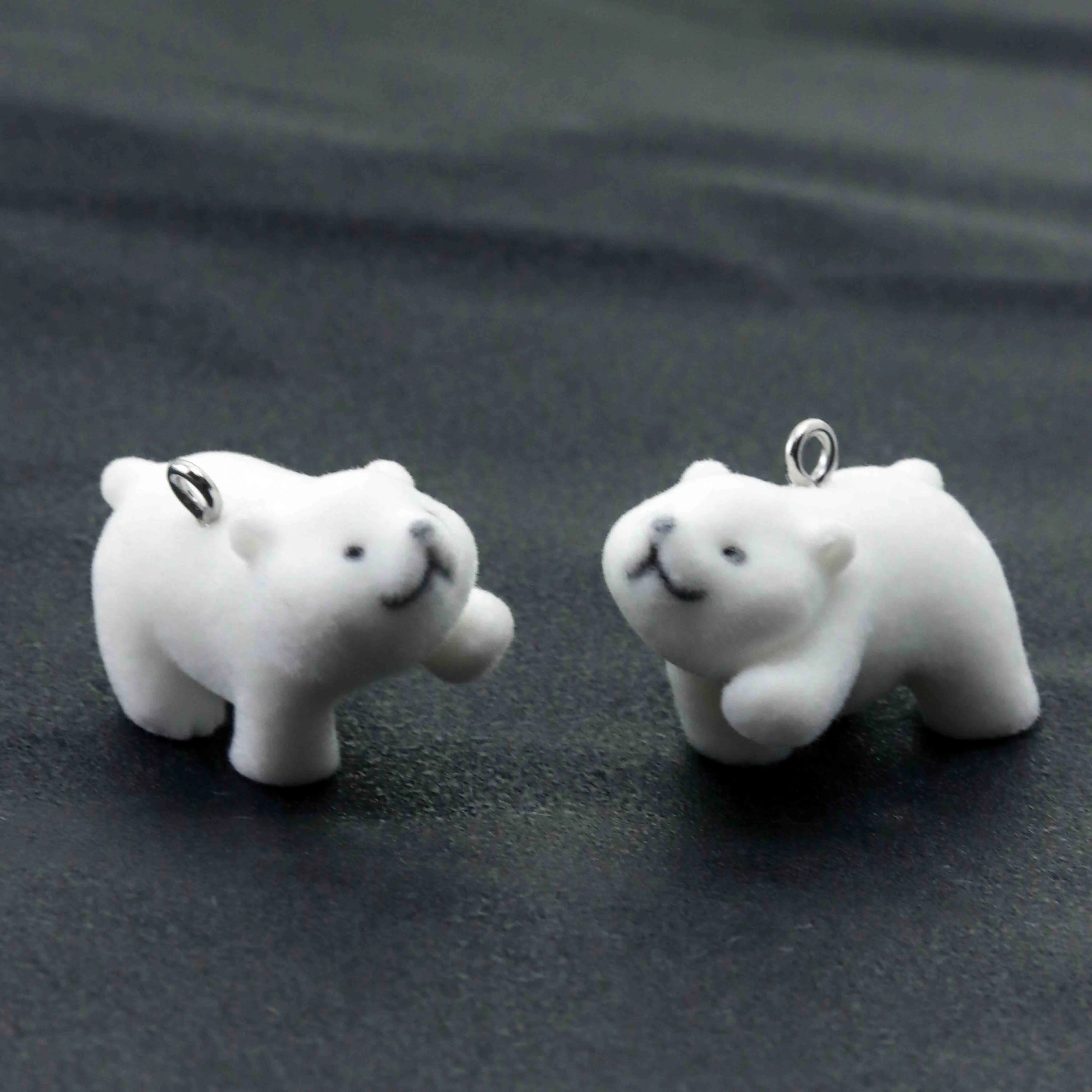 

10PCS 3D Polar Bear Charms cute Animal Flocking Resin Ornaments for Jewelry Making Diy Earring Keychain Accessories