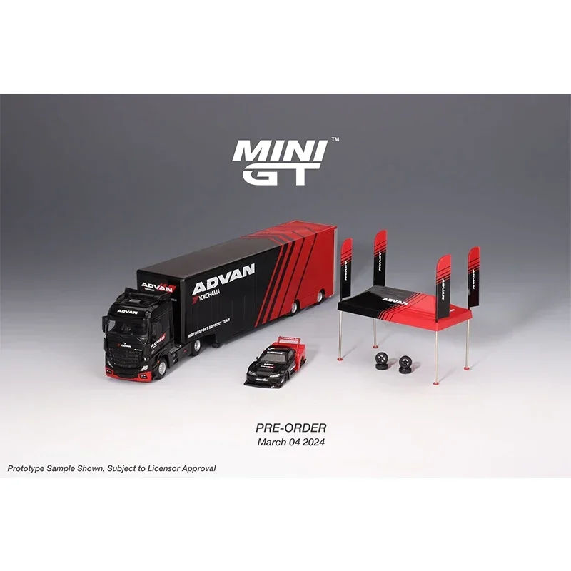 PreSale MINIGT 1:64 LBWK S15 Super Silhouette Racing Transporter Advan Suit Diecast Diorama Model Collection Miniature Toy