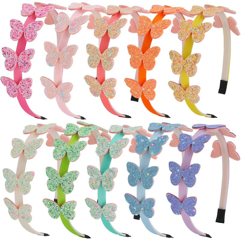 Girls Butterfly Headbands Sparkly Butterfly Shaped Headband Hairhoops Plastic Teeth Hairbands Girls Kids Party Hair Accessories