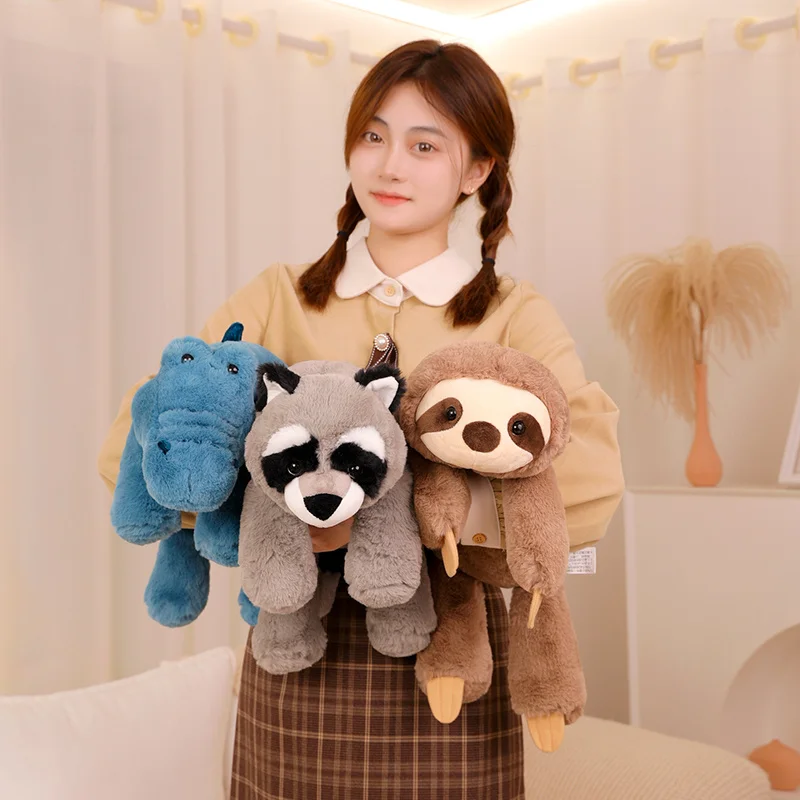 Nice Cute Raccoon Crocodile Sloth Fox Animals Soft Plush Toys Sleeping Pillow Cartoon Stuffed Cushion