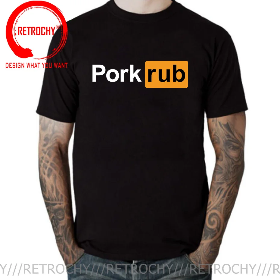 Mens Clothing Parody Pork Rub T-Shirt Men Funny BBQ Shirt Barbecue T-Shirt Funny T-Shirts for Men Camisa Dominant Comics tshirts