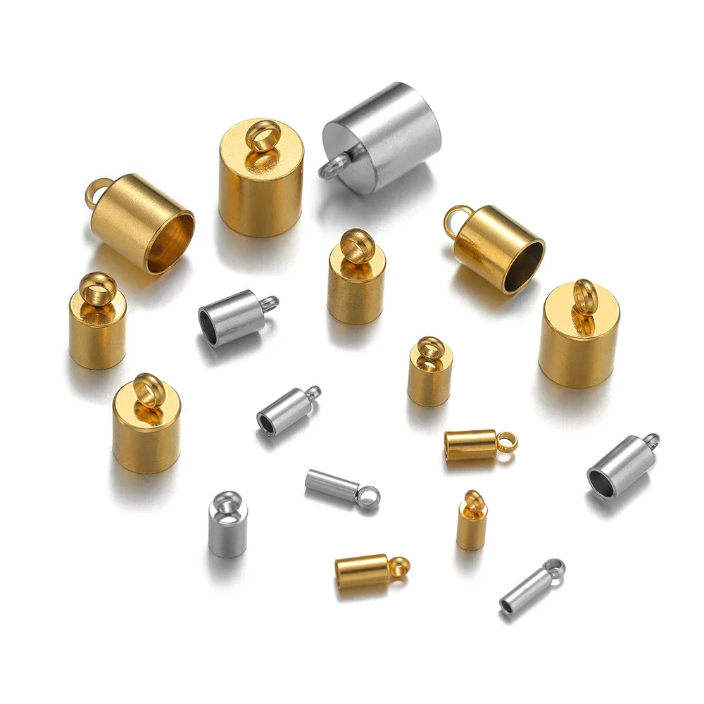 20pcs 18K Gold Stainless Steel Bucket Rope Caps Crimp End Caps for DIY Jewelry Findings Bracelet Necklace Components Wholesale view 3