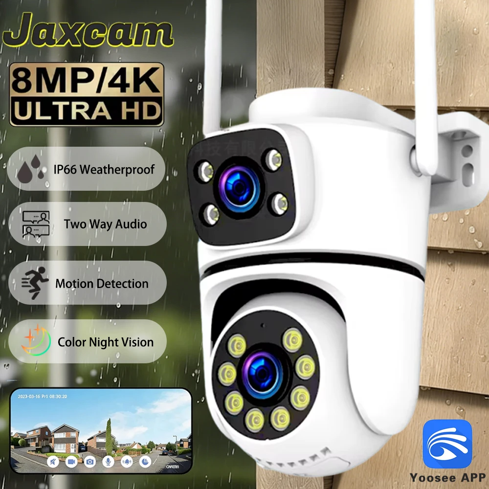 

Уличная IP-камера 4K 8MP с Wi-Fi, двумя объективами, PTZ, двусторонней аудиосвязью, AI-отслеживанием, цветным ночным видением и функцией видеонаблюдения