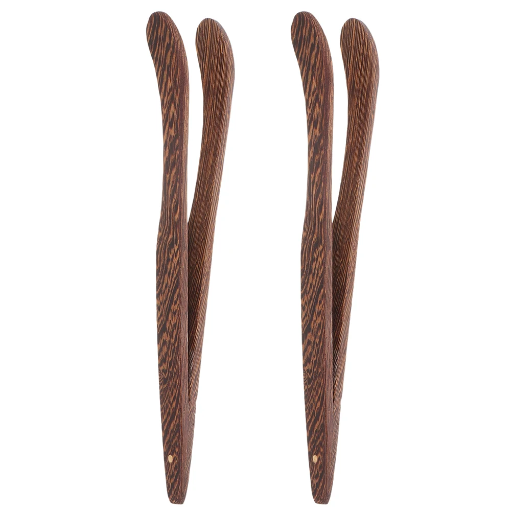

2 Pcs Tea Clip Chinese Tool Utensils Art Tools Tweezers Shovel Kitchen Tong Classic Service Wood Anti-slip Salad Tongs