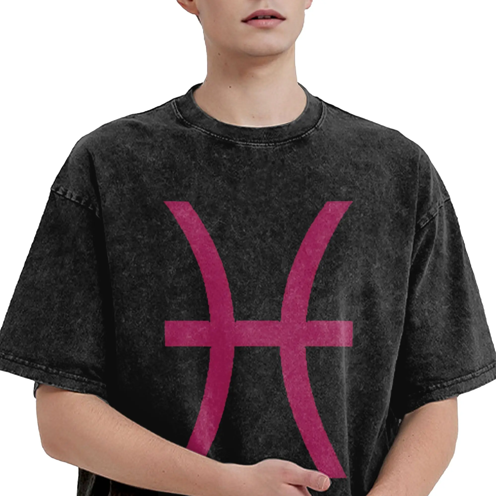 pisces fuchsia sign meenah feferi peixes Homestucks Outfit Washed T Shirts Men Women Streetwear Hip Hop T-Shirts Summer Tees
