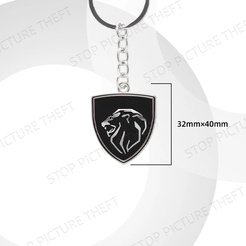 For Lion Head Emblem RCZ 107 106 206 208 207 301 406 408 508 3008 2008 5008 307 Car Keychain Badge Keyring Metal Key Chain Ring