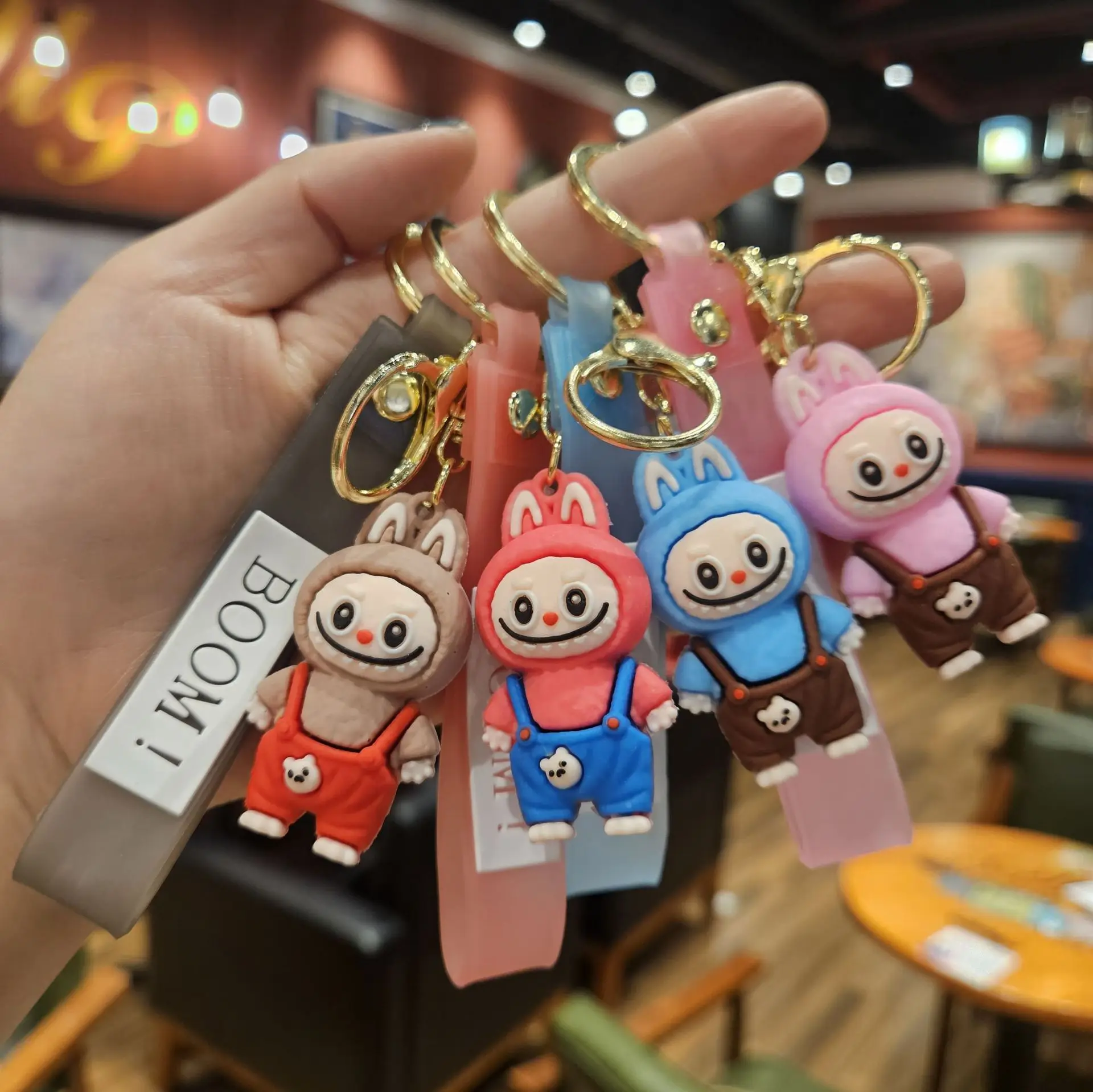 Cartoon Labubu Little Sheep Keychain Pendant Cute Labubu Silicone Doll Bag Pendant Keyring Accessories Festival Gift for Friends