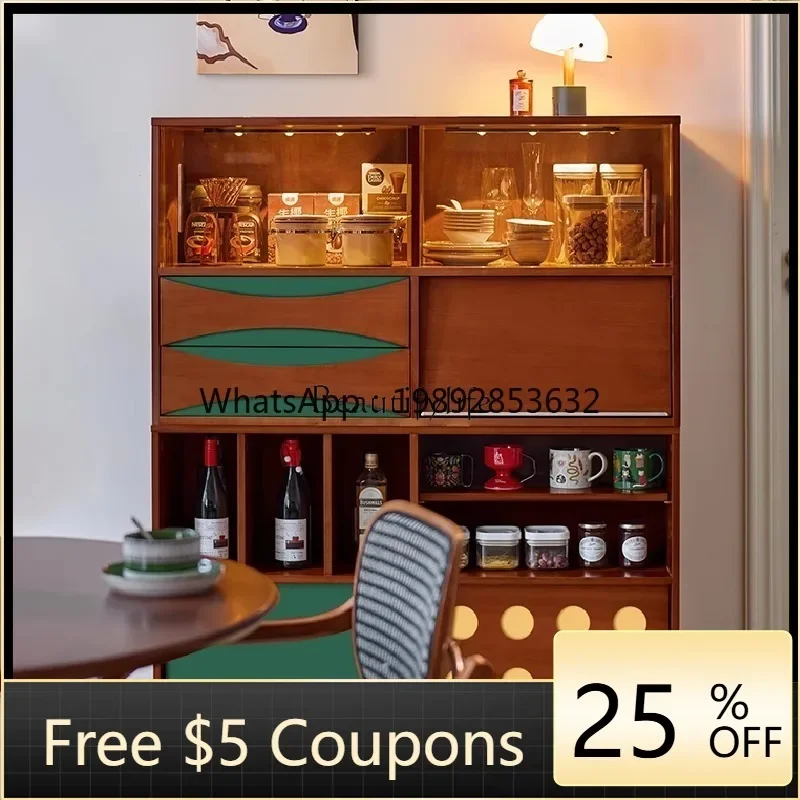 

D4-1 Retro living room solid wood combination integrated cinet, small apartment storage, home entrance cinet