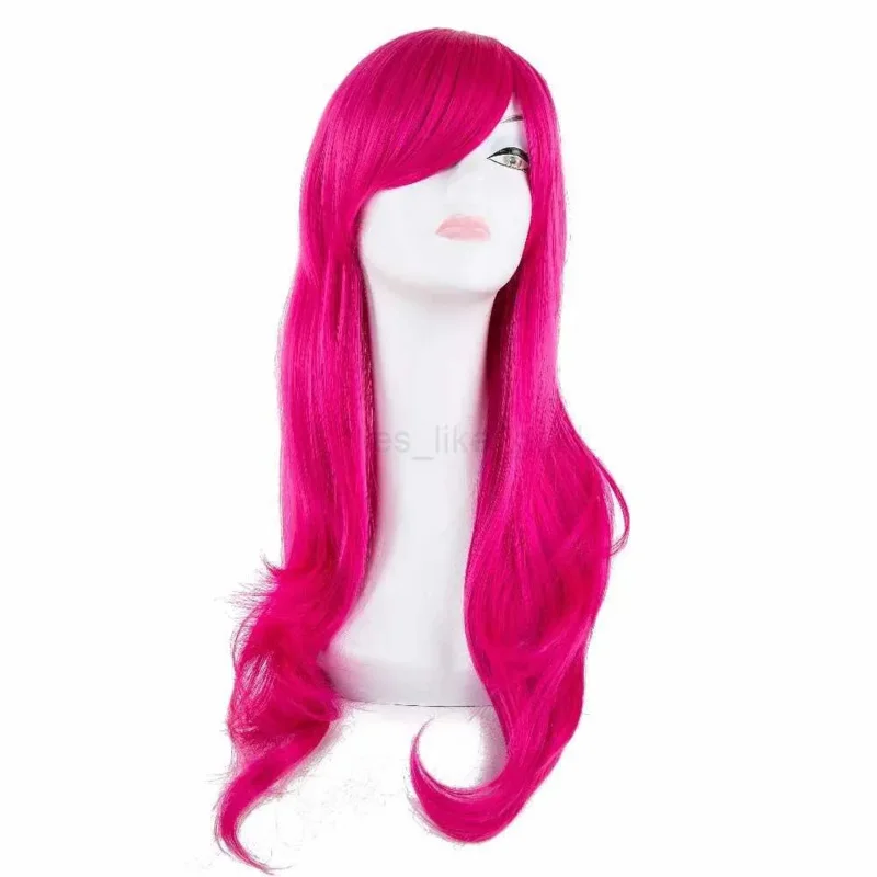 

Pink wig Fei Show synthetic heat-resistant fiber long wavy hair Pelucas cartoon female cosplay hair party salon hair W 240801