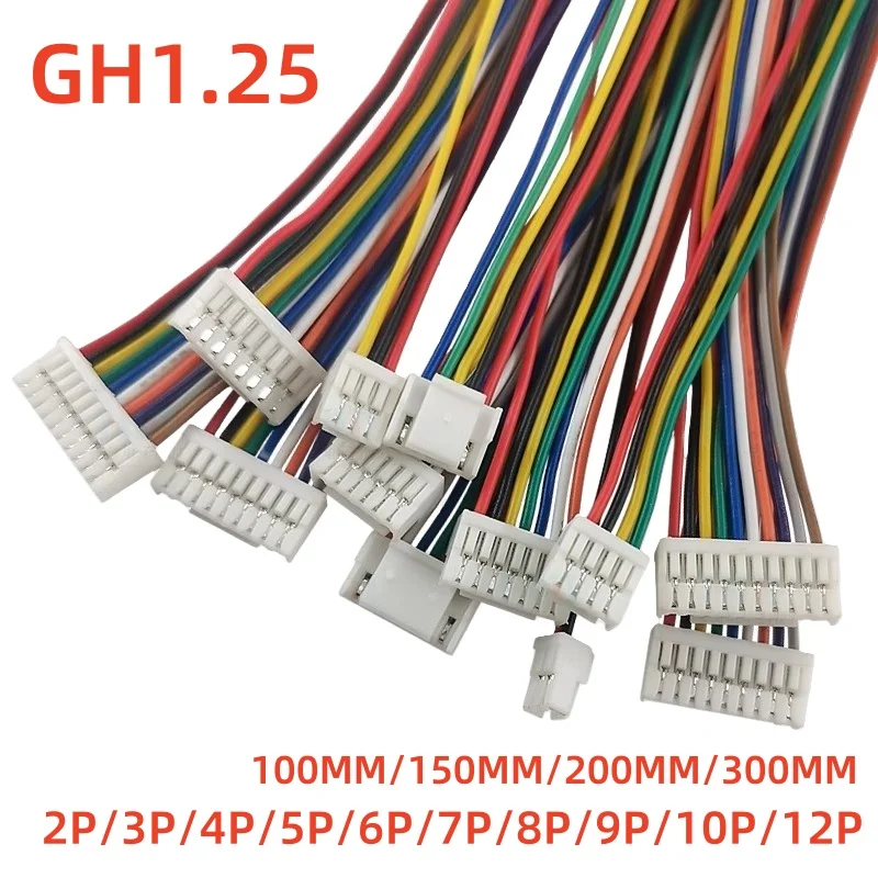 10 sztuk GH1.25 2P/3P/4P/5P/6 Pin JST GH seria 1.25 złącze z przewodem 10CM/20CM/30CM 1007 28 AWG 1.25MM