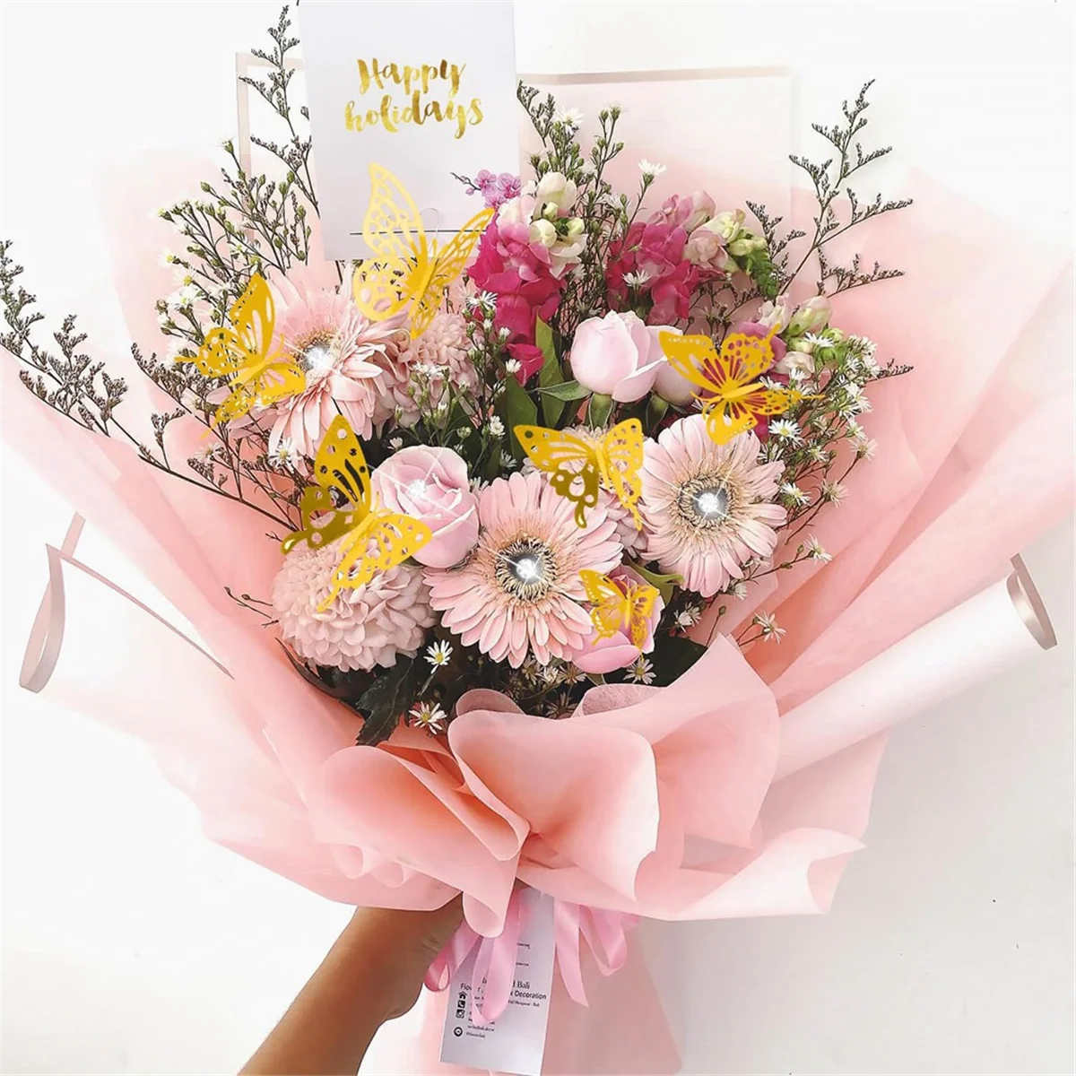 

40 листов водонепроницаемой оберточной бумаги для цветов, листы оберточной бумаги для букетов, оберточная бумага для цветов с лентами, булавки для цветов