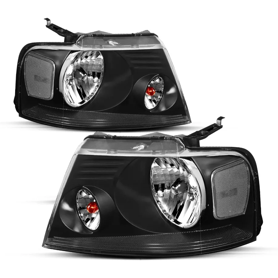 

Headlight Assembly Replacement for 20042008 F150 Pickup Trucks with Black Housing and Clear Reflector Designed for Enhanced Vi