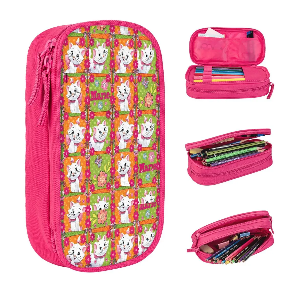 

Retro Pencil Case Kawaii Cartoon Marie Cat Pencil Bag School Pencil Cases Boy Girl Canvas Graphic Stationery Organizer