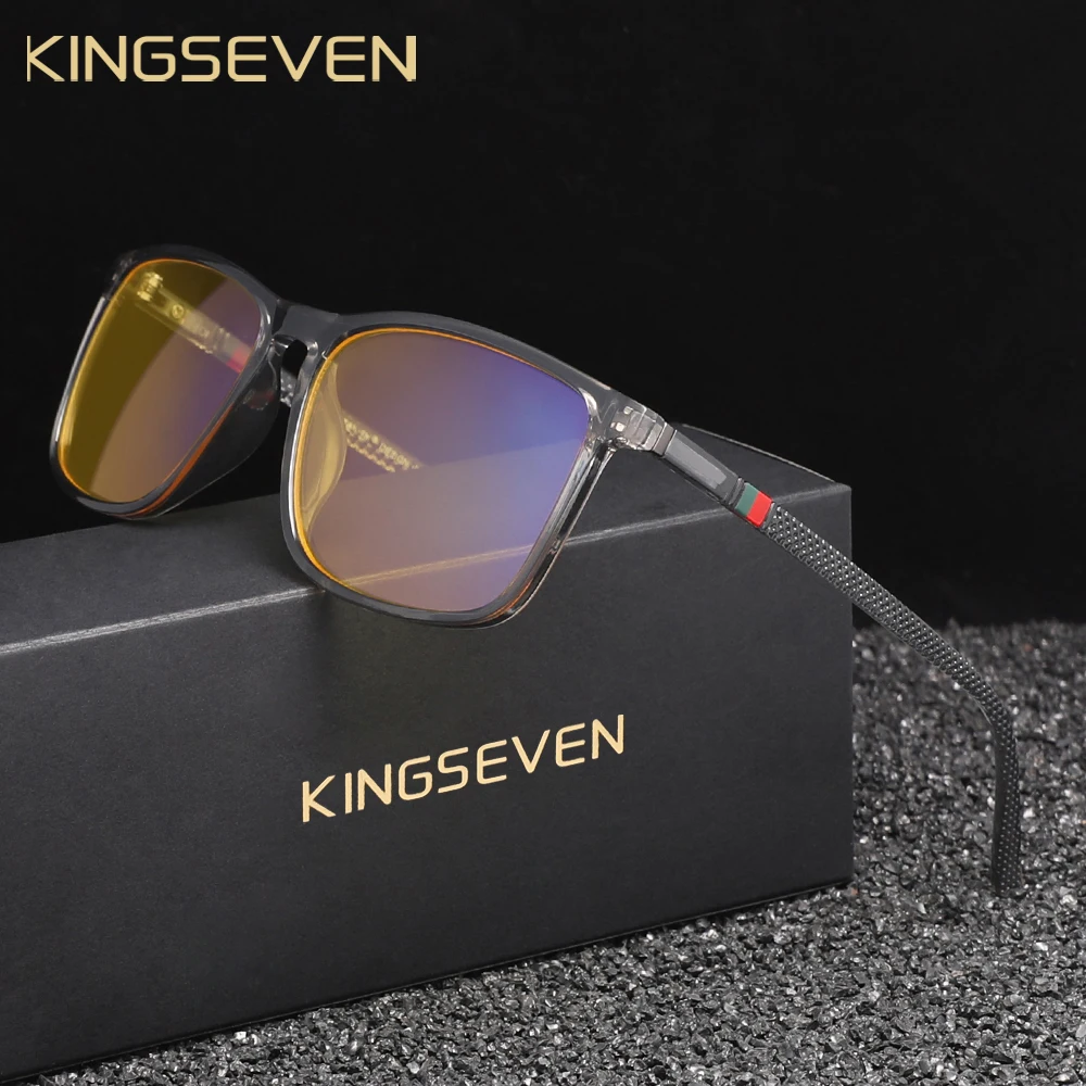 KINGSEVEN Blaulichtfilter Transparente Brille Herren/Damen Computer Anti-Blue Ray Brillen Mode Dekorative Brillen 4