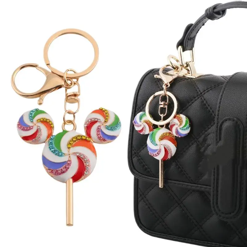 Lollipop-Taschenanhänger, süßer Regenbogen-Bonbon-Patchwork, niedlicher Strass-Anhänger, kreativer Anhänger für Rucksack, kleines Geschenk für Teenager – Detail 5