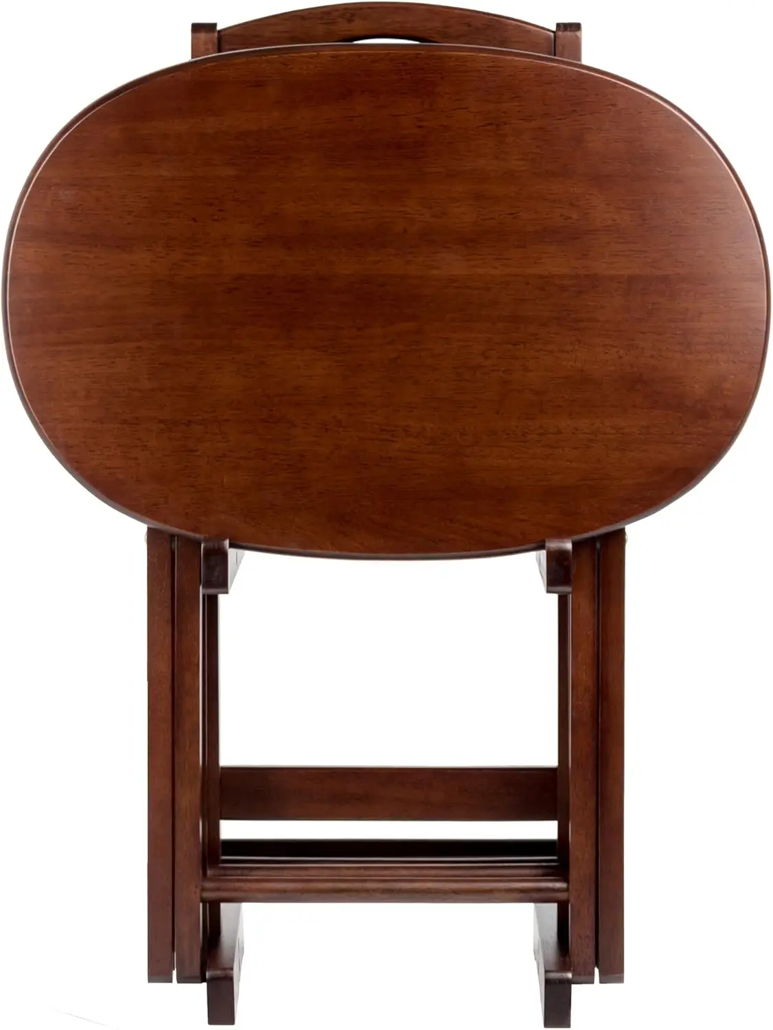 Snack Table Set with Stand for Living Room, 26", Cappuccino, Set of 4 Tables