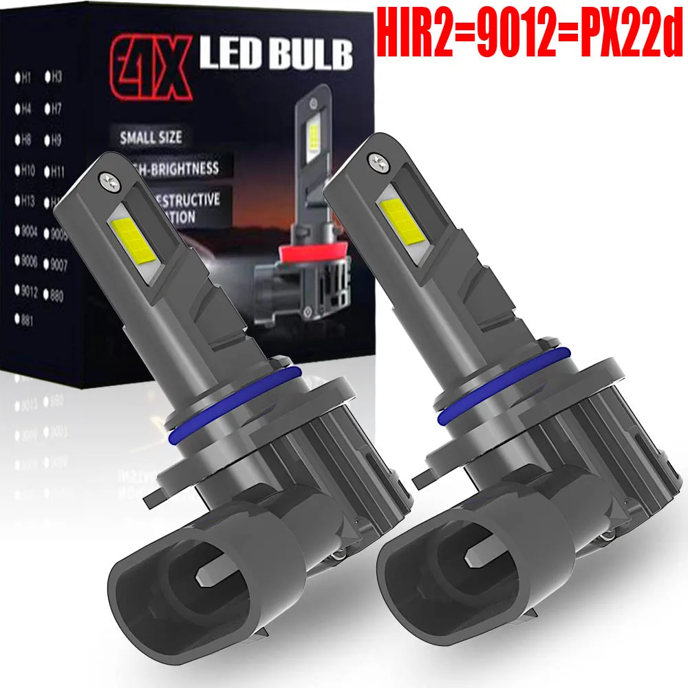 2pcs HIR2 9012 PX22D LED Headlight Canbus Car Turbo Diode Bulb 6500K White Powerful Light Moto Fog Lamp 12V No Adapter Required