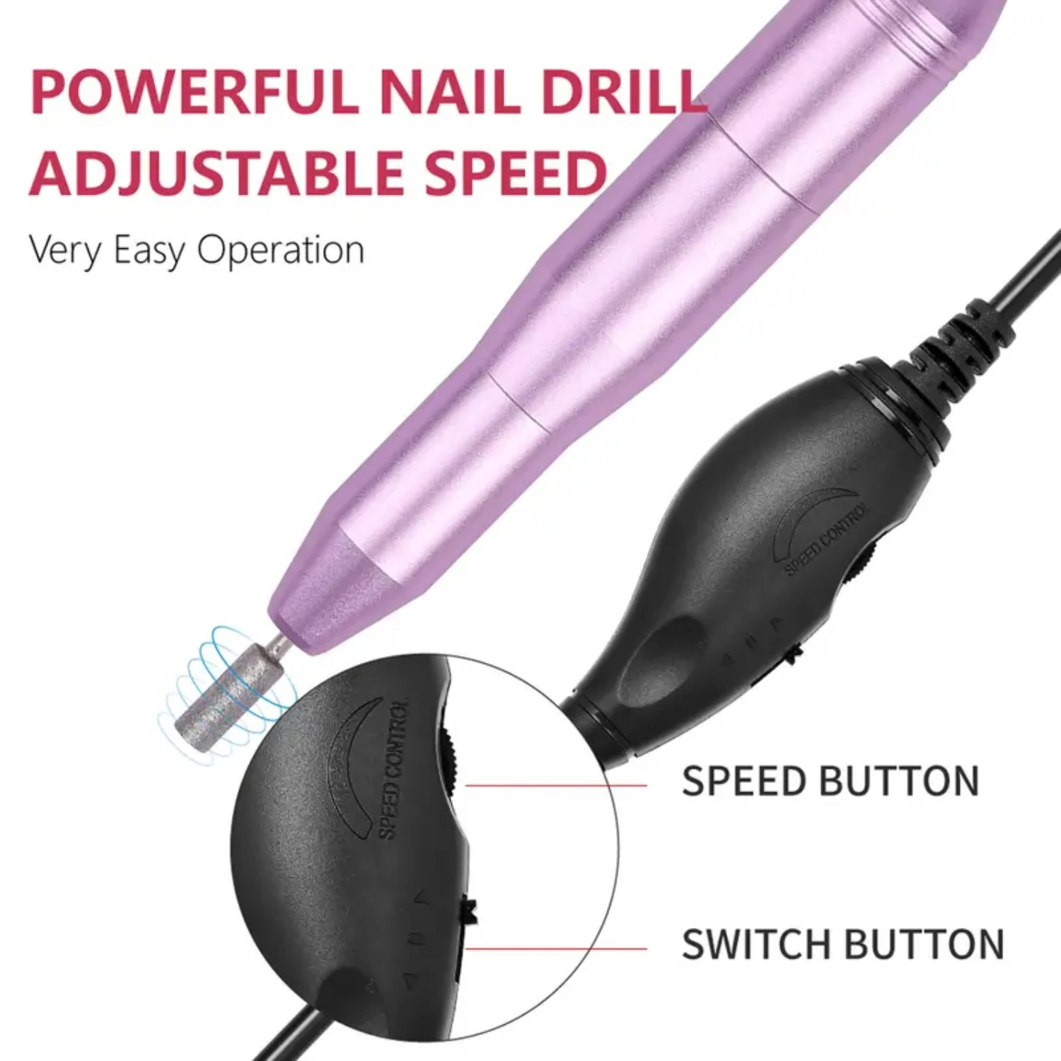 "Máquina elétrica portátil profissional para unhas, recarregável e eficaz para unhas em gel acrílico, ideal para manicure e ped