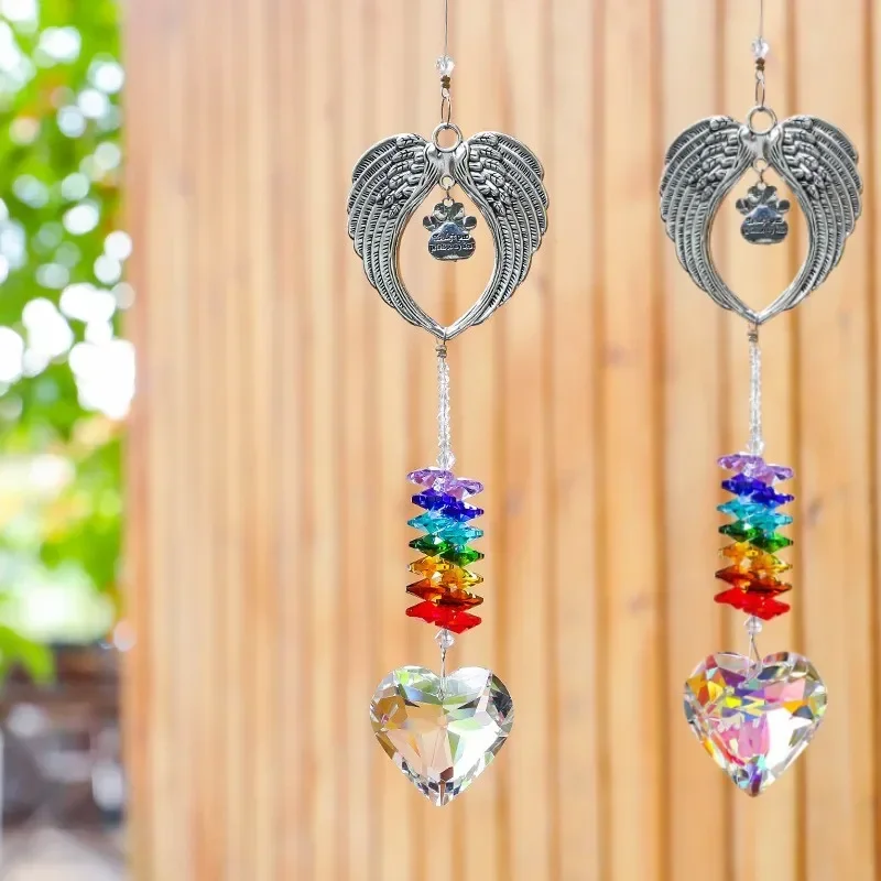 30mm/45mm Peach Heart Colorful Crystal Pendant Craft Jewelry DIY Accessories Sun Catcher Chandelier Decorative Garden Suncatcher