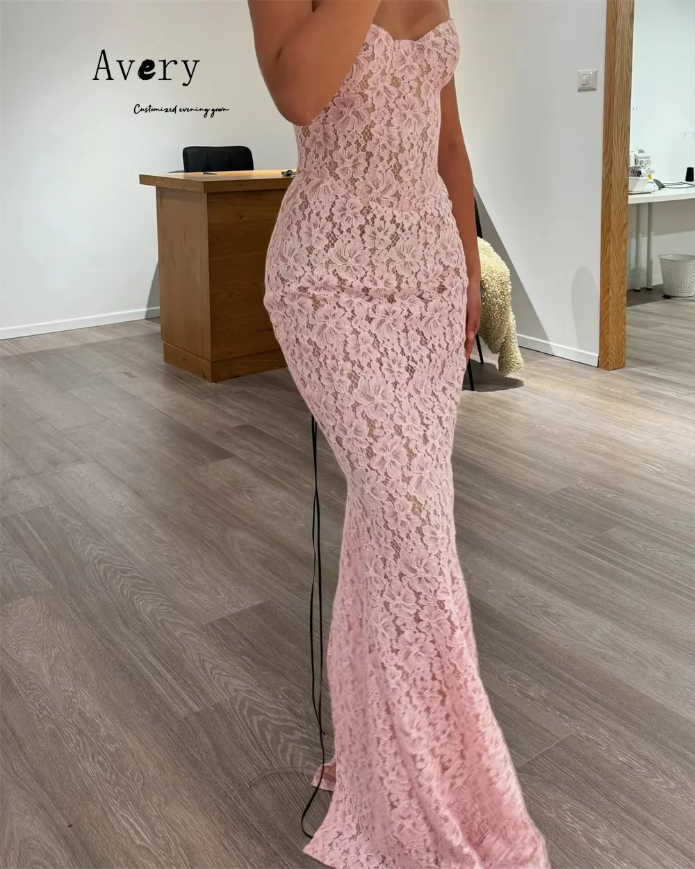 Avery مخصص ذيل السمكة الصفراء زهرة بلا أكمام فساتين نسائية أنيقة وعملية فستان أنيق فاخر زفاف ضيف مساء #5