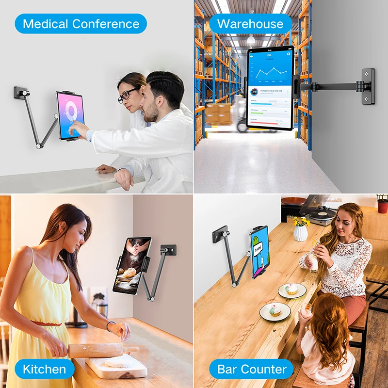 Imagem -05 - Tablet Montagem na Parede Suporte do Telefone Braço Longo 360 Graus Rotativo Ângulo de Altura Mesa Suporte Cama Suporte Ipad 4.712.9 Ajustável