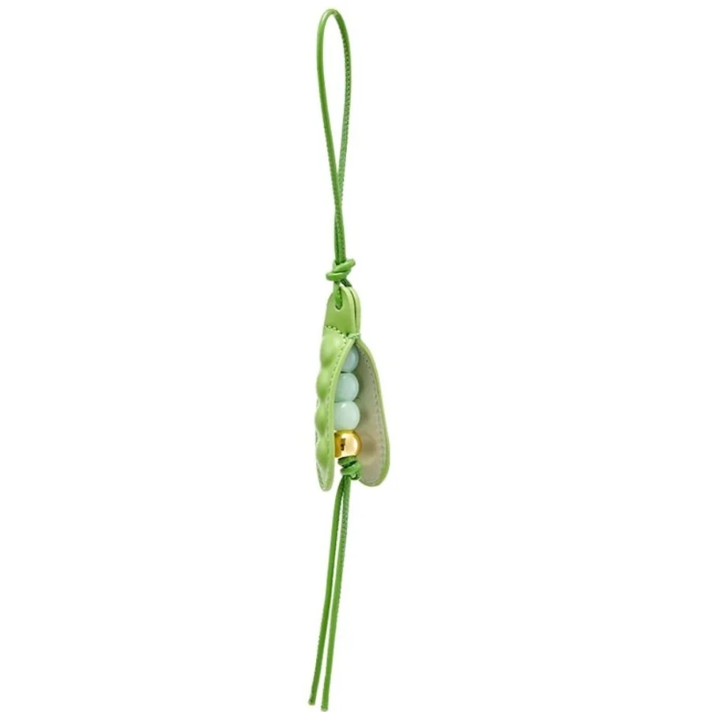 New High-End Pea Pendant Leather Handmade Pea Keychain Green All-match Style Pea Bag Charm Trendy Accessory