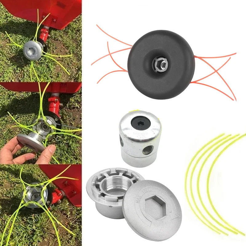 Universal Trimmer Reel Head For Grass With Four String Set Aluminum Garden Grass Brush Cutter Accessories Durable Strimmer Head