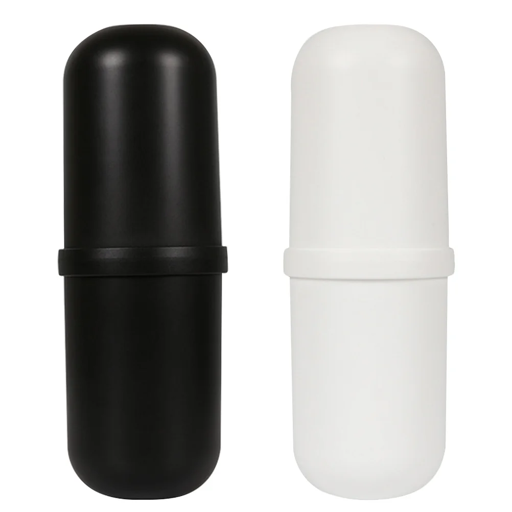 

2Pcs Toothbrush Storage Boxes Premium Material Portable Toothbrush Cases Travel Wash Cups Divided Design Easy Clean Bathroom