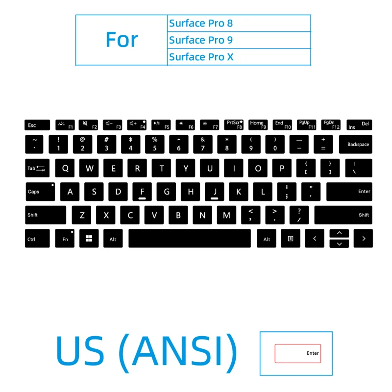 Keyboard stickers for Microsoft Surface GO1234 Pro 8, 9, and X, QWERTY Key Decals, Scratch-Resistant and Residue-Free PVC Labels view 5