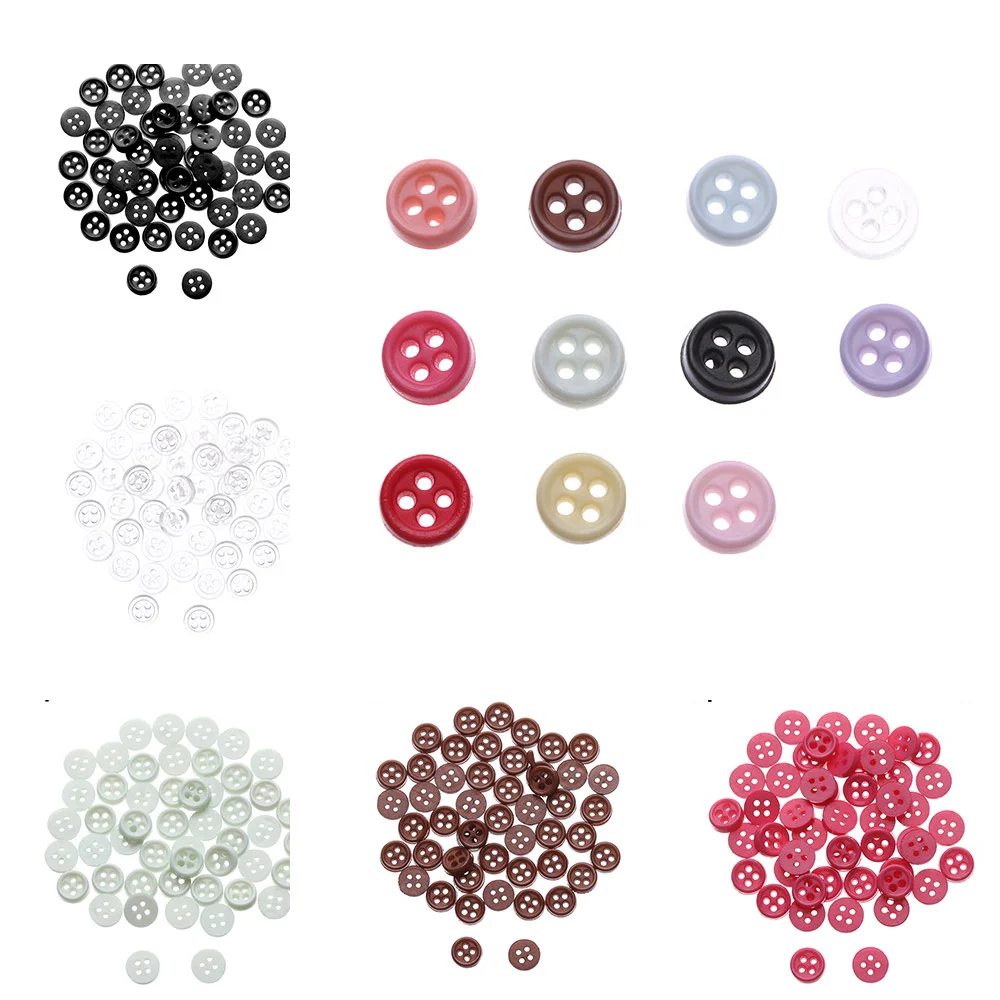 50pcs 4 Holes Mini Buttons for Doll Clothes Round Candy Color Plastic Buckles DIY Doll Bag Sewing Handmade Doll Accessorie