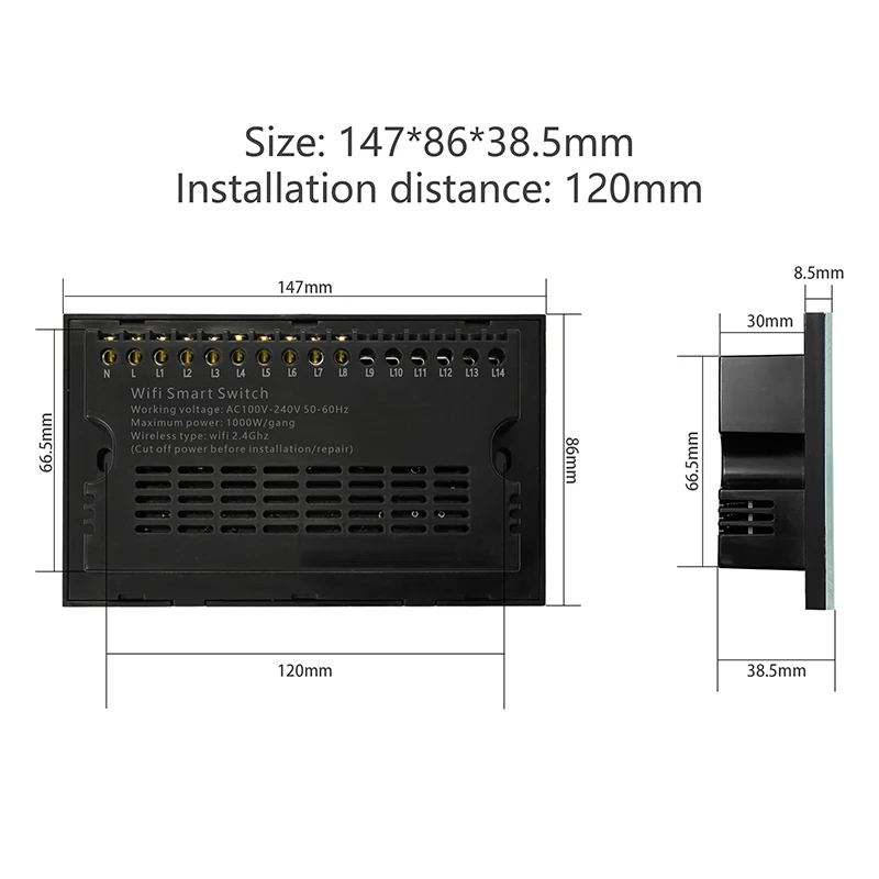 Imagem -06 - Interruptor de Luz Elétrico Inteligente com Controle de Voz Wifi Alexa Google Yandex Alice Gang Gang Gang Gang 10gang ac 100v240v 2way