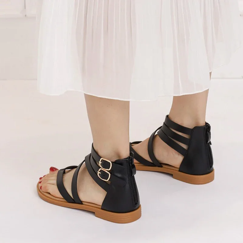 2024 Summer Women 1.5cm Platform 2cm Low Heels Sandals Lady Casual Beach Vacation Shoes Female Fashion Vintage Pinched Sandals