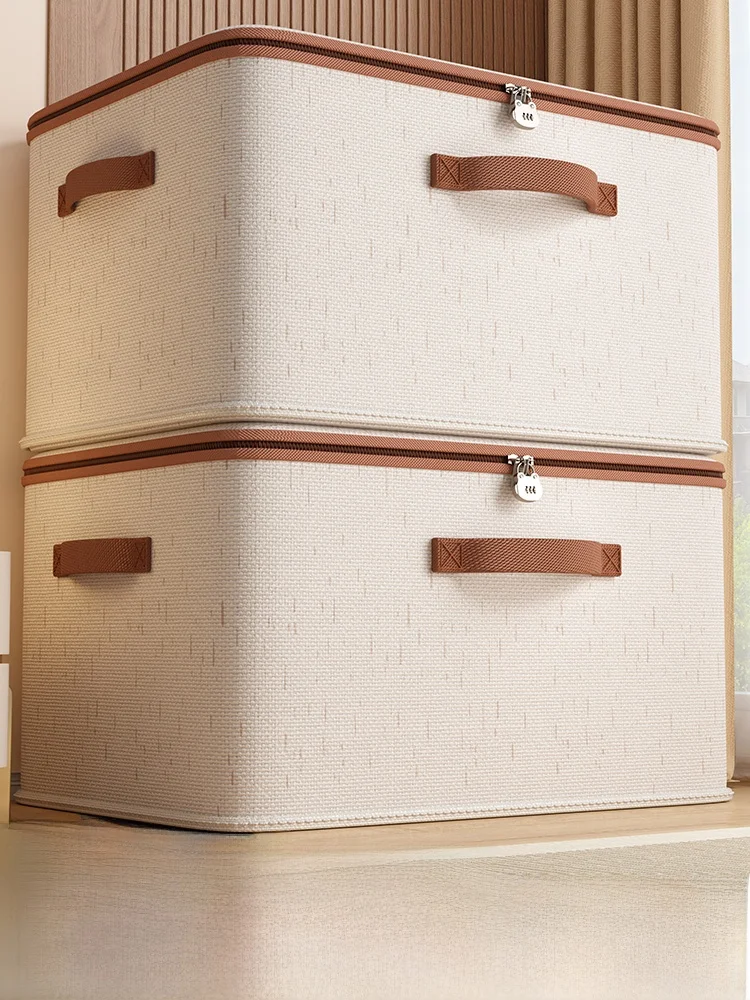 

Tianan Хлопково-льняной шкаф Ящик для хранения домашней одежды Ткань вниз Jaet Одеяло Органайзер Ящик для хранения Nordic Sle Чистый цвет