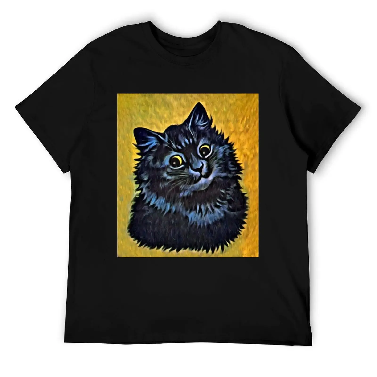 

BLACK CAT PORTRAIT - Louis Wain's Cats T-Shirt man t shirt heavy cotton man tshirt T-Shirt